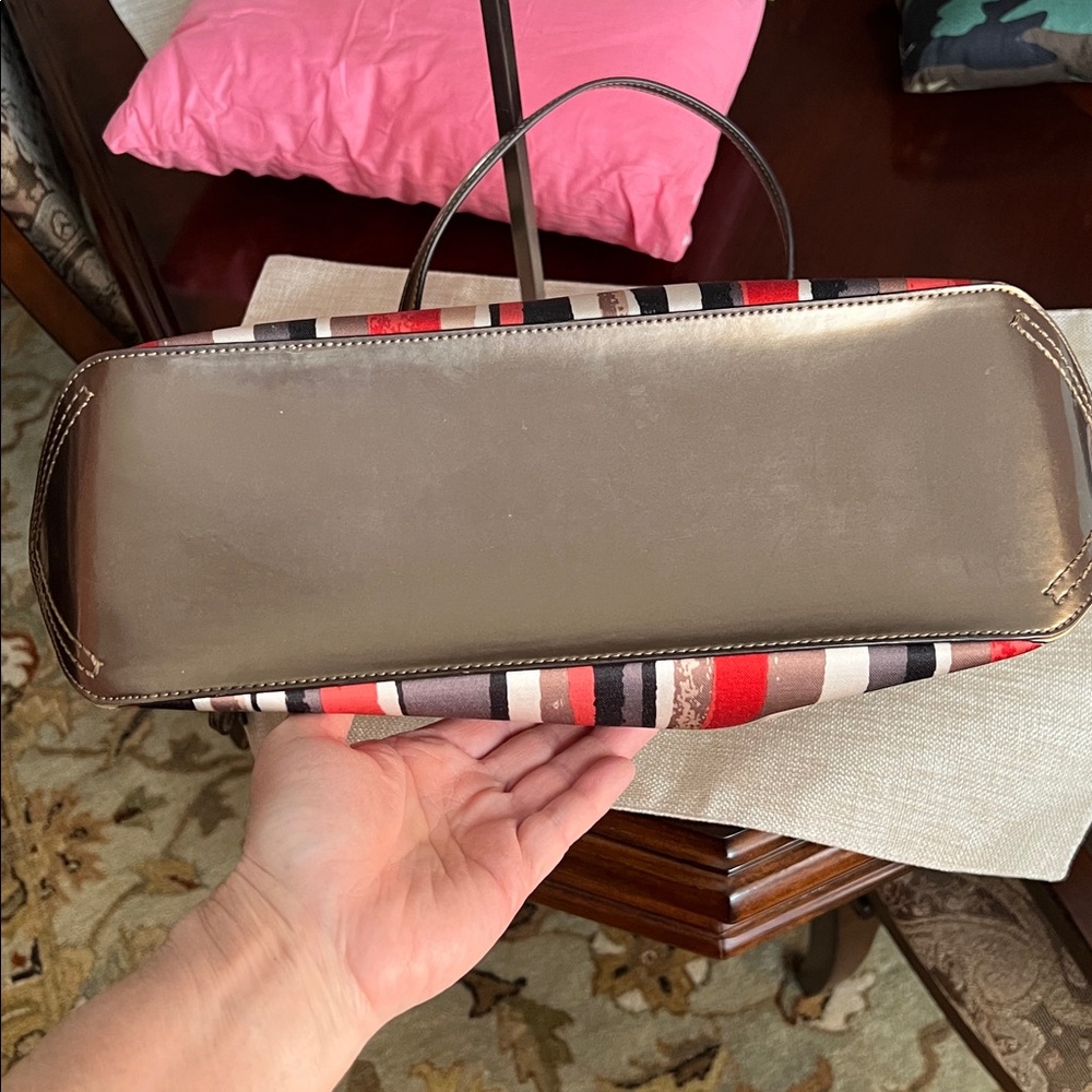 Coach Cream and Red Polka Dot Canvas Tote with Tan Leather Trim GUC 2 Tags - Picture 15 of 17